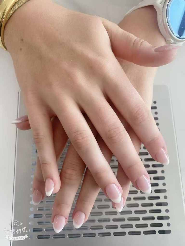 French manicure close-up